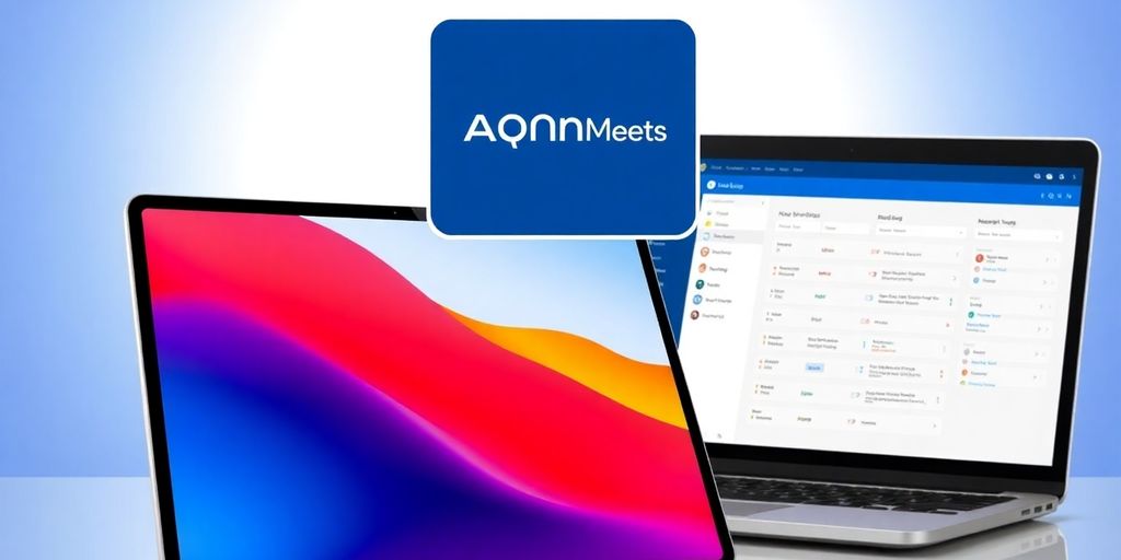 AONMeetings app on tablet and laptop devices.