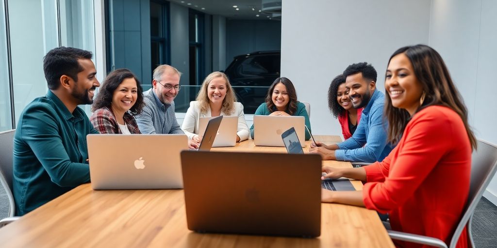 Diverse professionals engaged in a virtual meeting together.