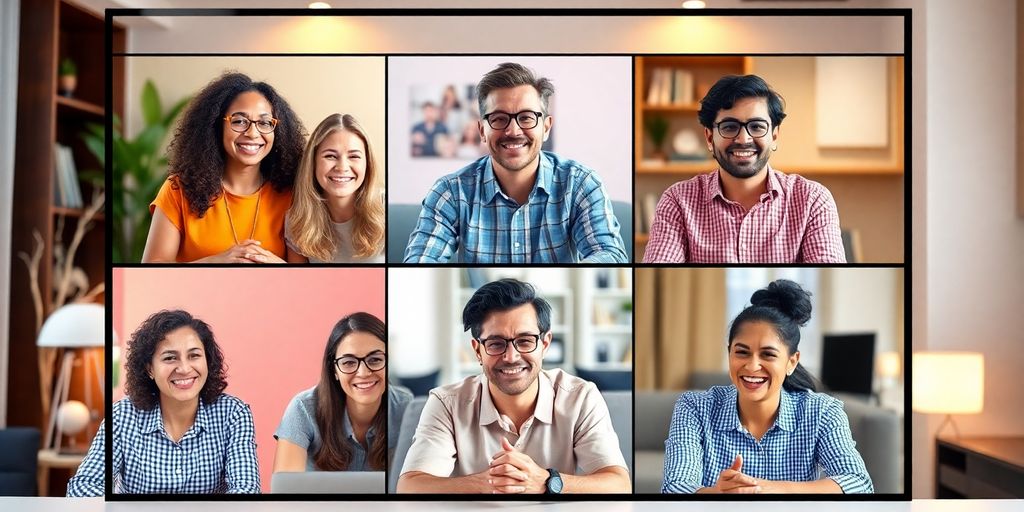 Diverse participants enjoying virtual icebreakers during a meeting.