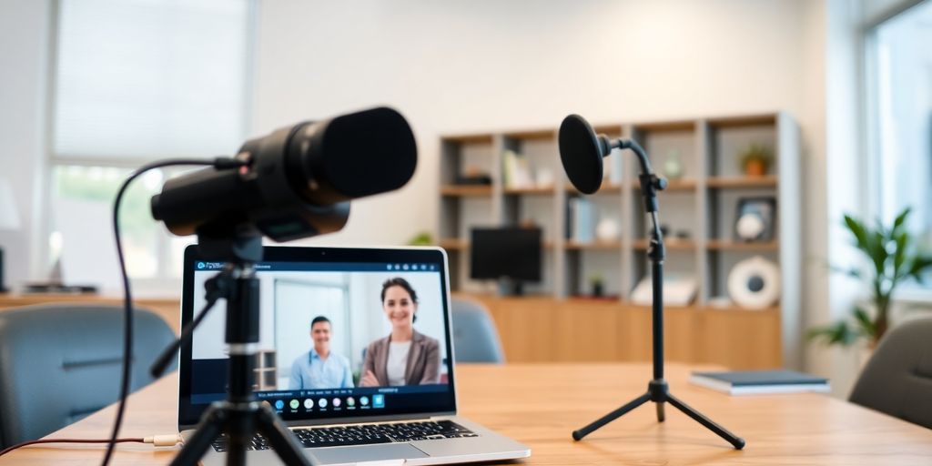 A video conferencing setup for HIPAA compliance.