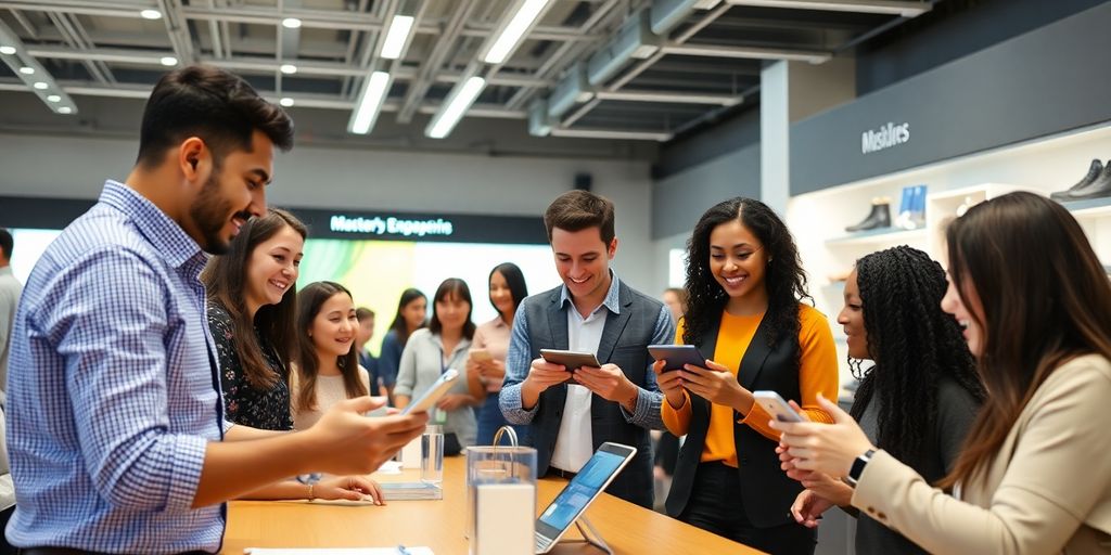 Staff training session in a modern retail setting.