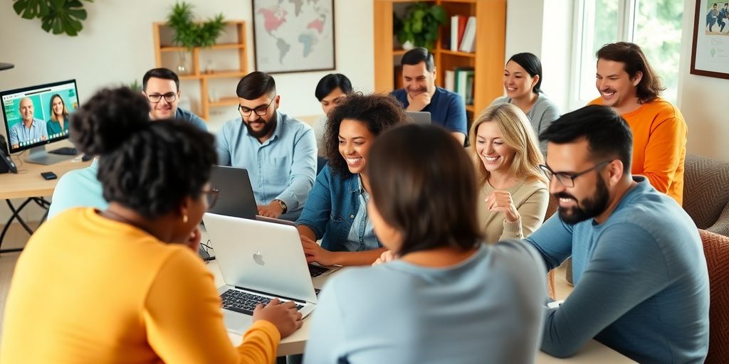 Participants engaged in a vibrant virtual workshop environment.