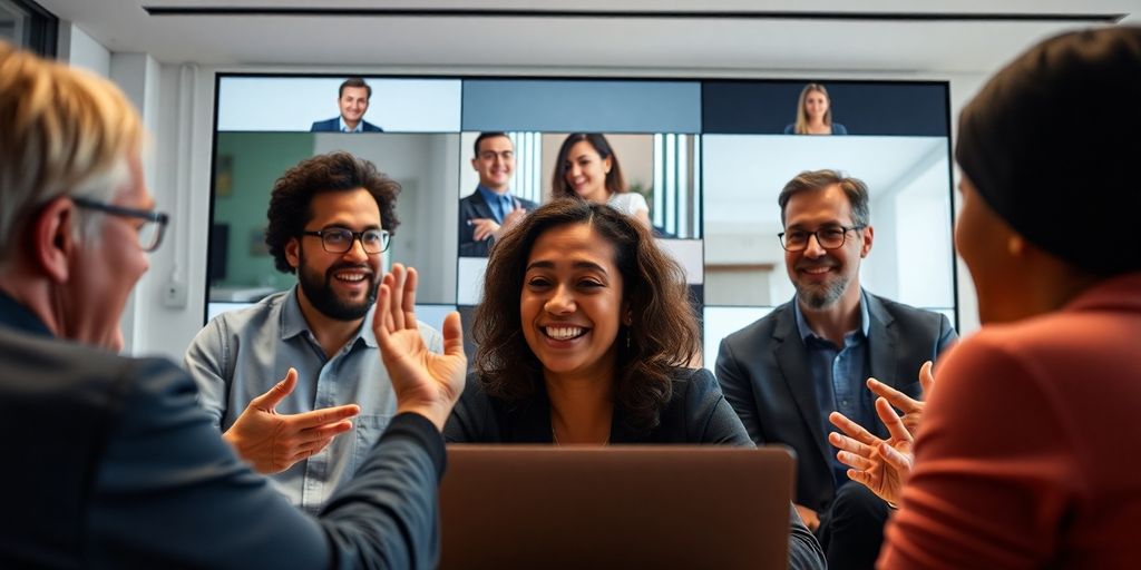 Engaged participants in an online meeting setting.