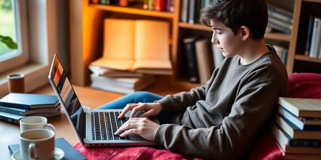 Student studying online in a secure learning space.