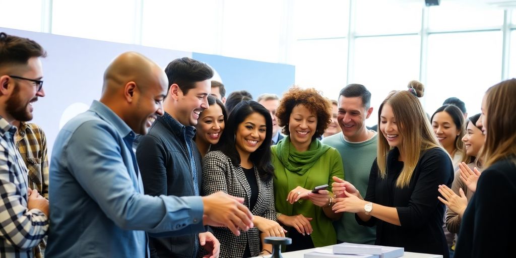 Group enjoying an interactive product demonstration together.