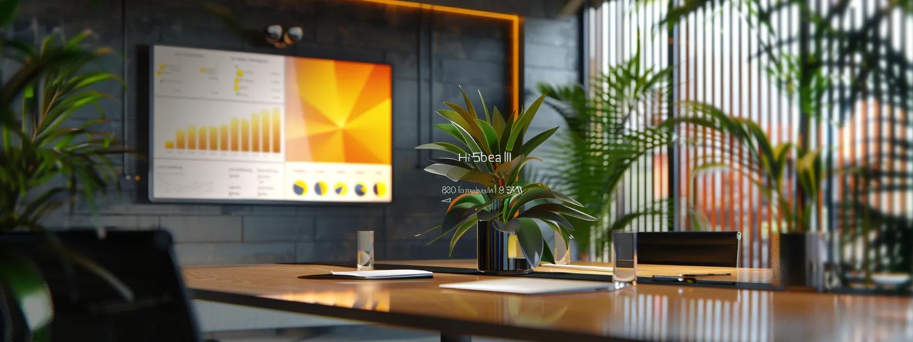 a sleek and modern office setting displays a vibrant digital comparison chart highlighting otter ai's superiority over other transcription services during a dynamic zoom meeting, with data visualizations illustrating its advanced features and real-time performance.