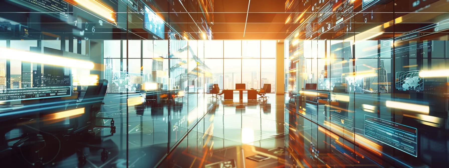 a sleek, futuristic office environment showcases a diverse group of professionals engaging in dynamic virtual meetings, with ai-driven interfaces adjusting seamlessly to each user's preferences, enhancing their personalized video conferencing experience.