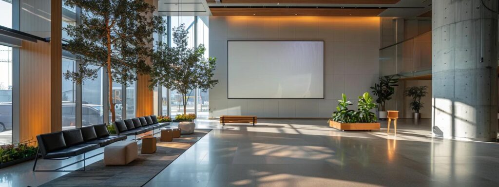 a sleek, modern office conference room displays a large projector screen showcasing the otter ai interface seamlessly integrated with zoom, capturing the attention of engaged participants during a dynamic virtual meeting.