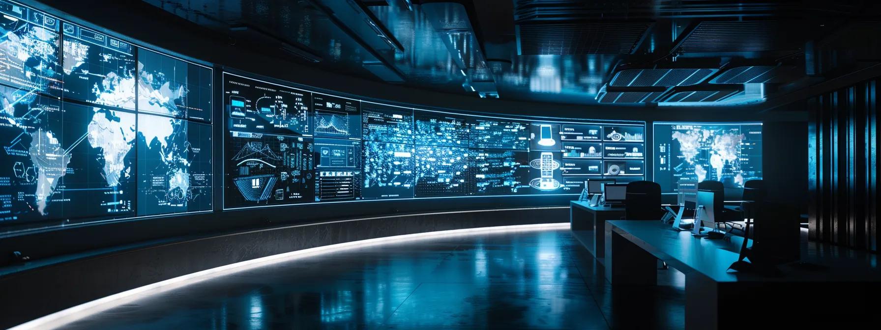 a sleek, modern office conference room features a large digital display showcasing a budget-friendly video conferencing platform interface, illuminated by bright, artificial lighting, emphasizing its intuitive features and security settings.