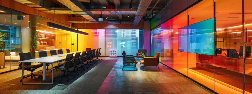 a modern office setting features a vibrant webinar in progress, showcasing a split-screen of an engaging presenter and animated audience reactions, illuminated by dynamic digital interaction tools like chat and q&a boxes, emphasizing the importance of participant engagement in budget-friendly software.
