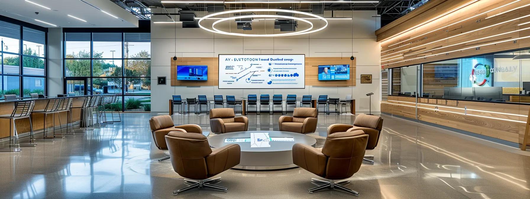 a sleek, modern conference room features a glossy whiteboard filled with a detailed custom meeting outline, surrounded by a circle of plush ergonomic chairs and minimalist design elements that emphasize focus and clarity.