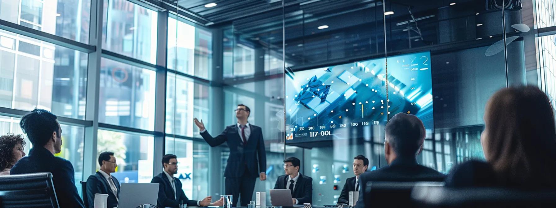 a dynamic panel presentation in a sleek conference room, featuring engaged speakers utilizing advanced technology and interactive visuals, showcasing a vibrant exchange of ideas and insights to captivate a diverse audience.