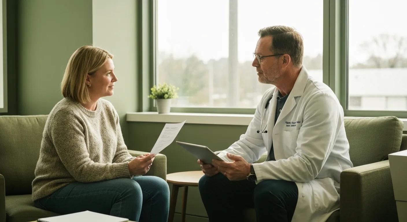 Doctor and patient engaged in a secure telehealth video consultation